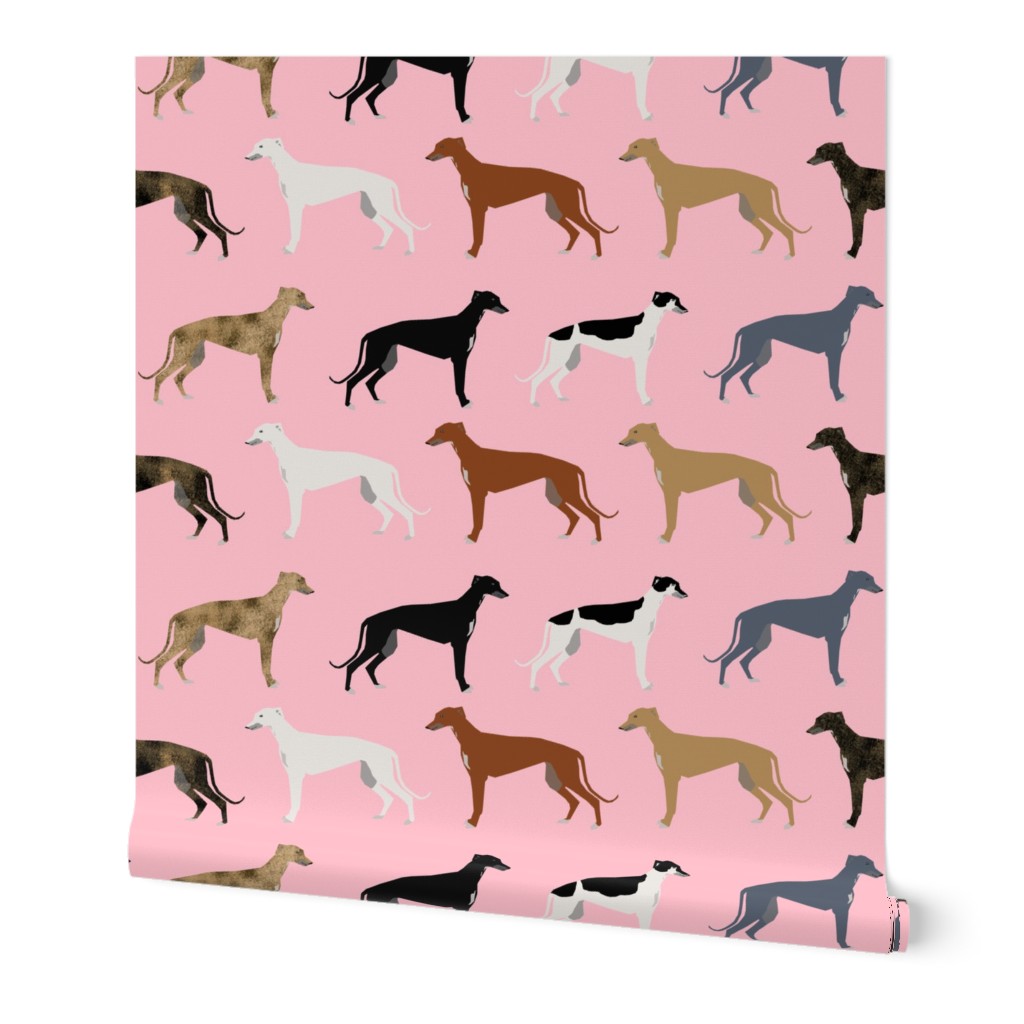 greyhound pink dogs fabric cute rescue dog print brindle greyhounds fabric cute dog fabrics dog 