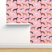 greyhound pink dogs fabric cute rescue dog print brindle greyhounds fabric cute dog fabrics dog 