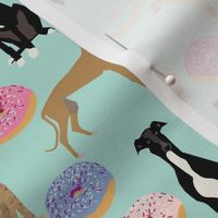 greyhounds dog fabric  donuts doughnuts fabric cute dog breed fabric pink mint pastels cute doughnuts