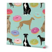 greyhounds dog fabric  donuts doughnuts fabric cute dog breed fabric pink mint pastels cute doughnuts