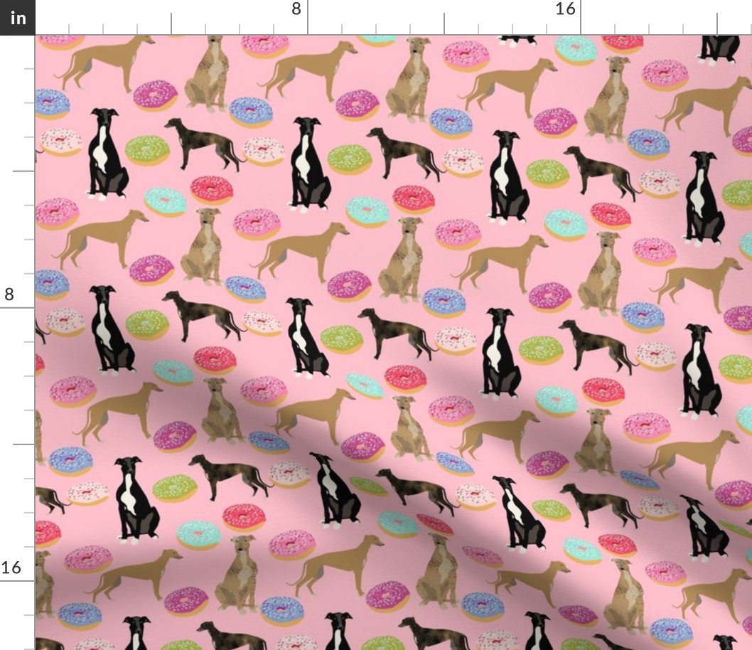 pink greyhound donuts fabric cute dog design rescue dogs design dog fabric cute donuts fabric