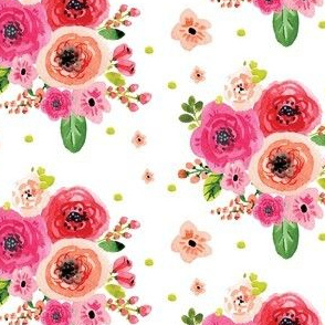 Watercolor Pink Flowers with Extras