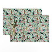 greyhounds florals fabric cute mint vintage les fleurs fabric cute dogs dog rescue greyhounds fabric best greyhounds