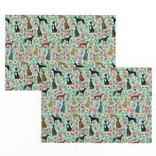 greyhounds florals fabric cute mint vintage les fleurs fabric cute dogs dog rescue greyhounds fabric best greyhounds