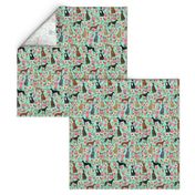 greyhounds florals fabric cute mint vintage les fleurs fabric cute dogs dog rescue greyhounds fabric best greyhounds