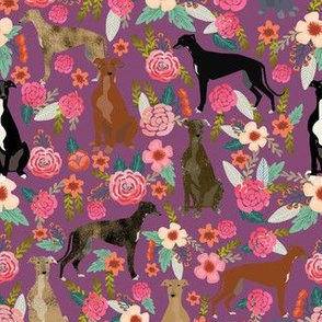 greyhounds purple vintage florals fabric cute dog fabric cute dogs fabric best florals flowers fabric cute dog fabric