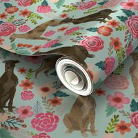brindle cute greyhound fabric mint florals flowers cute fabric best dog fabric florals cute brindle fabric