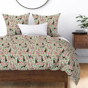 brindle cute greyhound fabric mint florals flowers cute fabric best dog fabric florals cute brindle fabric