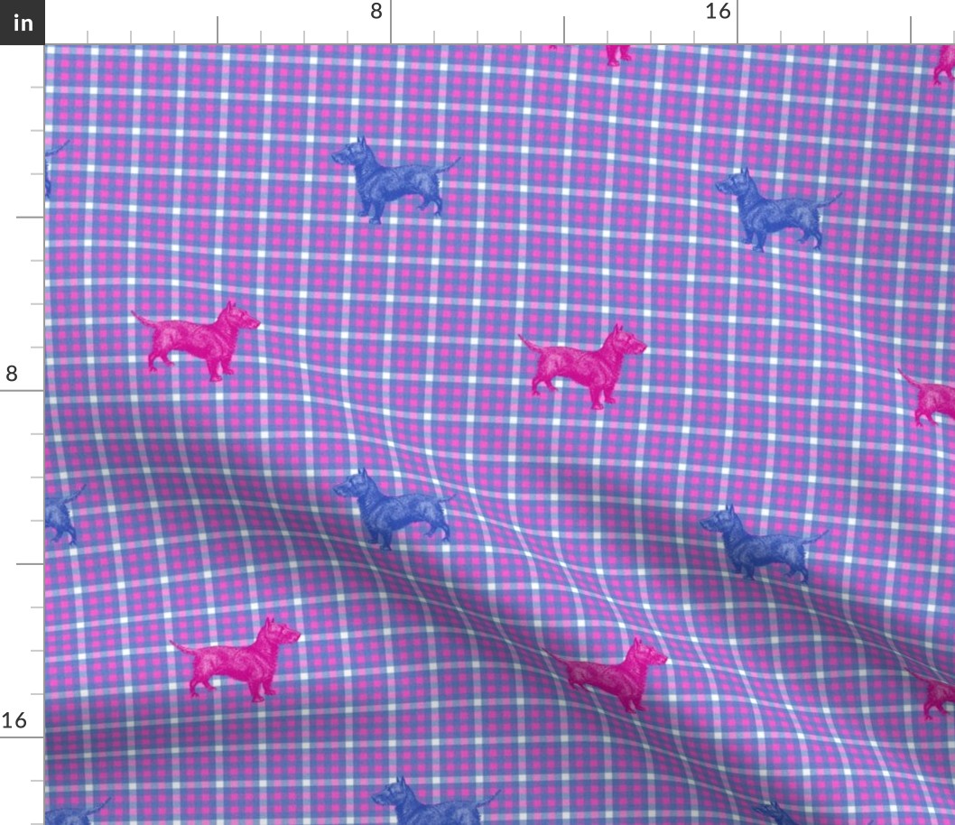 Emily Haddyr Presents Royal Dog Party ~ Scottie Plaid Flannel 3 ~ Comtesse and Nelson 