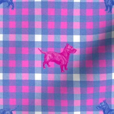 Emily Haddyr Presents Royal Dog Party ~ Scottie Plaid Flannel 2 ~ Comtesse and Nelson 