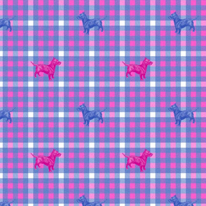 Emily Haddyr Presents Royal Dog Party ~ Scottie Plaid Flannel 2 ~ Comtesse and Nelson 