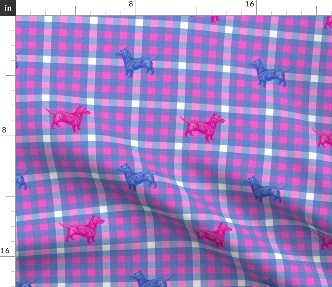 Emily Haddyr Presents Royal Dog Party ~ Scottie Plaid Flannel 2 ~ Comtesse and Nelson 