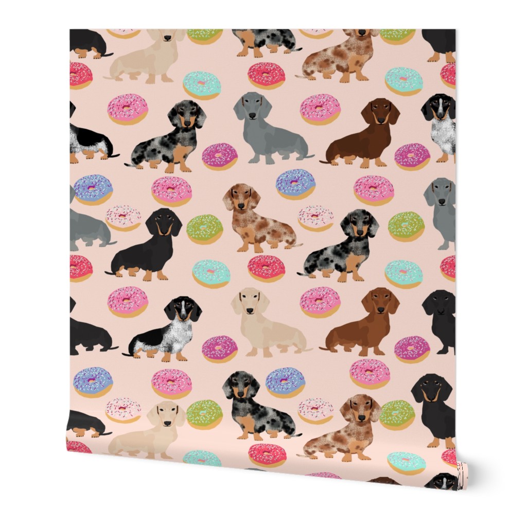 doxie dachshund dog donuts dachshunds dog pink cute food fabrics dog fabric cute dogs dachshunds fabric