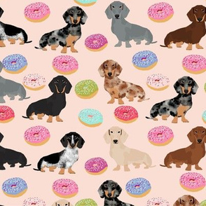 doxie dachshund dog donuts dachshunds dog pink cute food fabrics dog fabric cute dogs dachshunds fabric