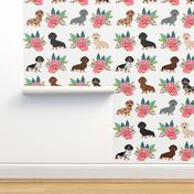 doxie dog cute dachshunds florals floral wreath cute dogs dog fabric cute dogs