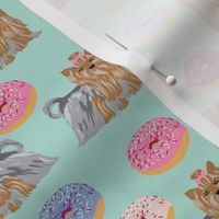 yorkie dog fabric cute mint donuts fabric yorkshire terriers cute dogs fabric best dog fabric