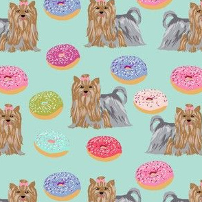 yorkie dog fabric cute mint donuts fabric yorkshire terriers cute dogs fabric best dog fabric