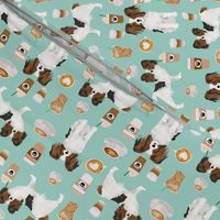 papillon dog coffee mint fabric cute dogs fabric best coffee latte fabric best coffee print dogs papillon fabric