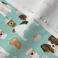 papillon dog coffee mint fabric cute dogs fabric best coffee latte fabric best coffee print dogs papillon fabric