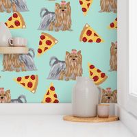 yorkie dog mint pizza fabrics cute dog fabric best yorkshire terriers fabric cute dogs fabric pizza mint fabrics cute dog fabric