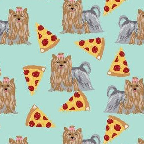 yorkie dog mint pizza fabrics cute dog fabric best yorkshire terriers fabric cute dogs fabric pizza mint fabrics cute dog fabric