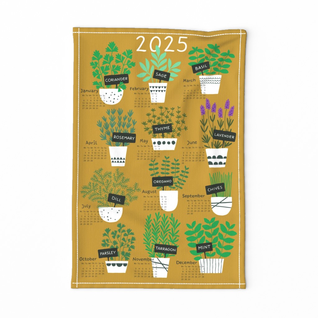 Herbs tea towel calendar 2024 (mustard)