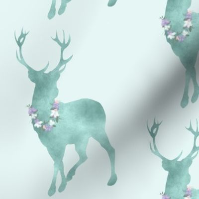 Buck- floral decorated - Aqua mint with lavender and pink flowers