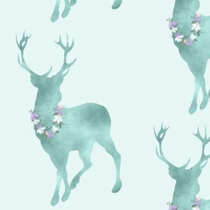 Buck- floral decorated - Aqua mint with lavender and pink flowers