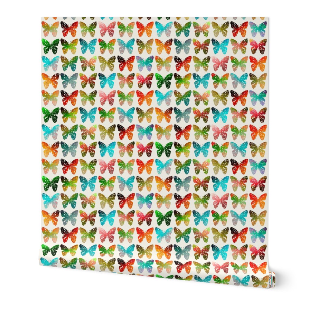 Bright + colorful butterflies of the rainforest on off-white by Su_G_©SuSchaefer