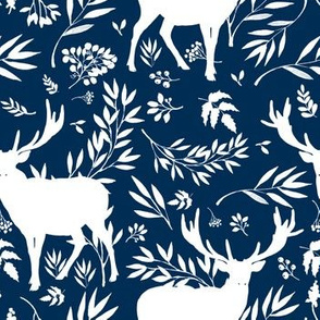 Deer Silhouette in Dark Blue