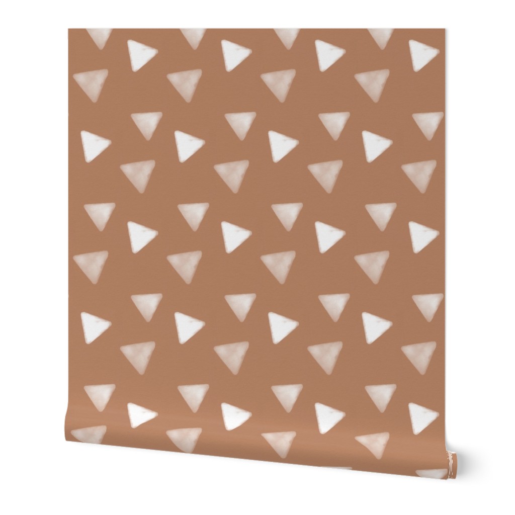 Watercolor triangles - white on peach geometric || by sunny afternoon