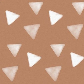 Watercolor triangles - white on peach geometric || by sunny afternoon