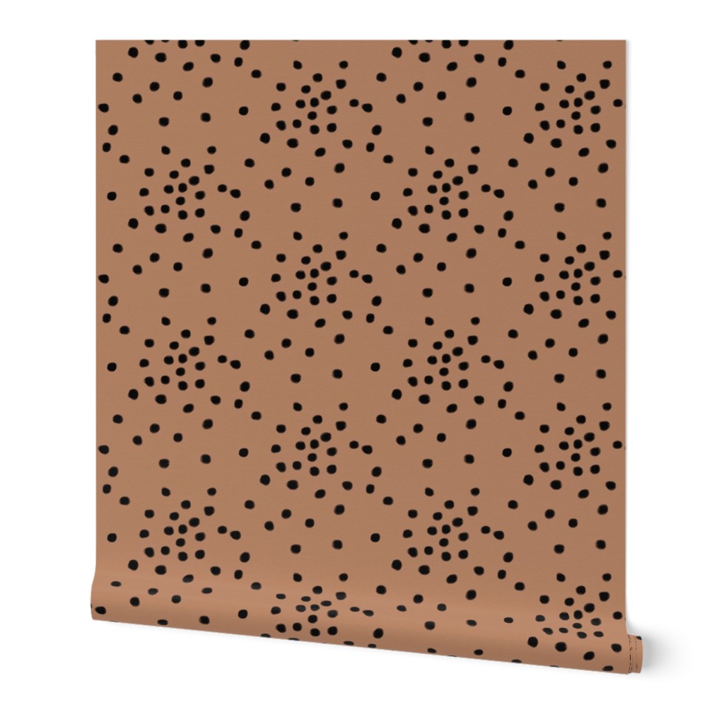 Watercolour dots - black on peach clay || by sunny afternoon