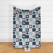 the happy camper wholecloth || navy and dusty blue