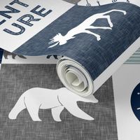 the happy camper wholecloth || navy and dusty blue