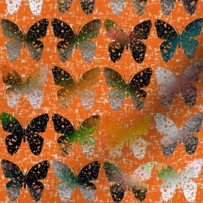 Dark + stark butterflies on hot wind-whipped orange (NOW LARGER) by Su_G_©SuSchaefer