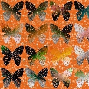 Dark + stark butterflies on hot wind-whipped orange (NOW LARGER) by Su_G_©SuSchaefer