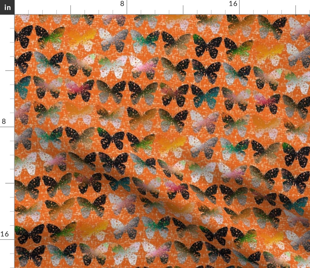 Dark + stark butterflies on hot wind-whipped orange (NOW LARGER) by Su_G_©SuSchaefer