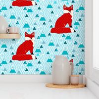  Scandinavian Geometric Fox with blue mountains