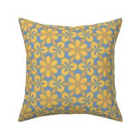 Yellow & Blue Floral Geometric