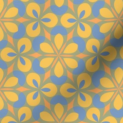 Yellow & Blue Floral Geometric