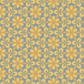 Yellow & Blue Floral Geometric