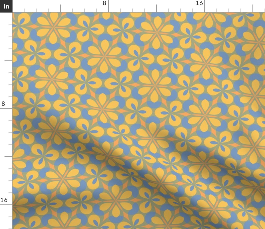 Yellow & Blue Floral Geometric