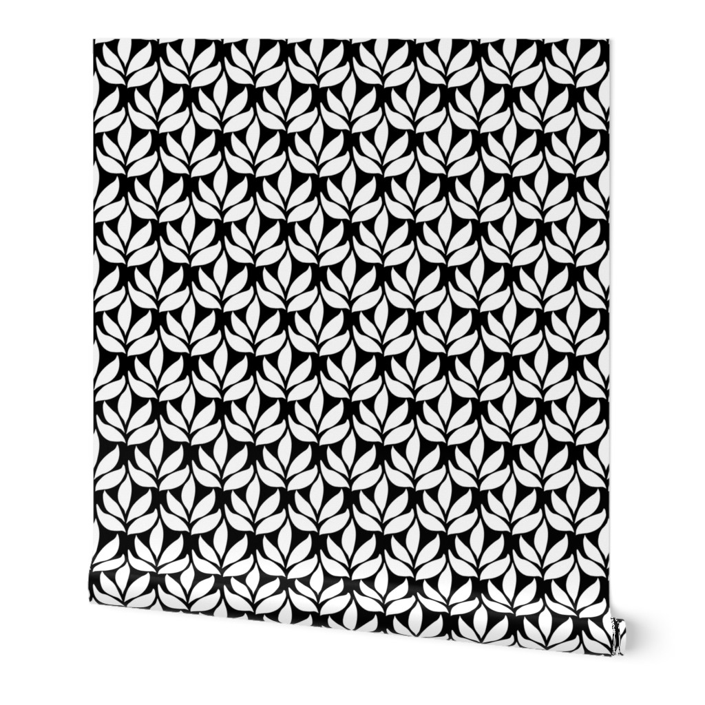 Leaf texture fabric - lg white-BLACK