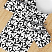 Leaf texture fabric - lg white-BLACK