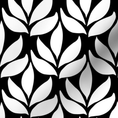 Leaf texture fabric - lg white-BLACK