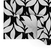 Leaf texture fabric - lg white-BLACK