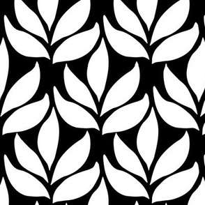 Leaf texture fabric - lg white-BLACK