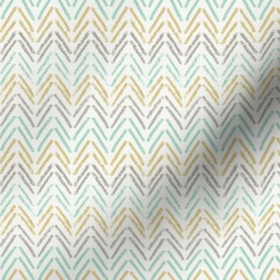 Pencil Herringbone - Teal & Gold