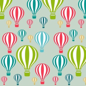 Hot air balloons on light teal